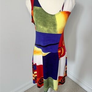 Vibrant Multicolor Abstract Sleeveless Dress
